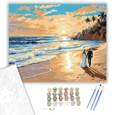 Számfestő.hu Naplementés Tengerparti Esküvő - számfestő készlet – 40×50 cm (Keretre feszítve) kreatív és készségfejlesztő
