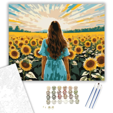 Számfestő.hu Napraforgó Mező Nővel - számfestő készlet – 50×60 cm (Keretre feszítve) kreatív és készségfejlesztő