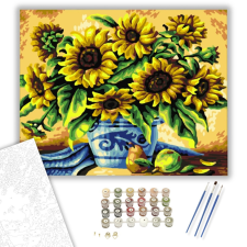 Számfestő.hu Napraforgók a Vázában - számfestő készlet – 40×50 cm (Keretre feszítve) kreatív és készségfejlesztő