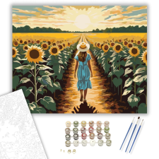 Számfestő.hu Napraforgómező Nyári Sétával - számfestő készlet – 40×50 cm (Keretre feszítve) kreatív és készségfejlesztő