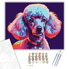Számfestő.hu Neon Színű Poodle - számfestő készlet – 80×100 cm (Keretre feszítve) kreatív és készségfejlesztő