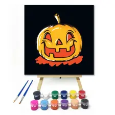 Számfestő.hu Nevető Tök - Halloweeni számfestő készlet – 40×40 cm (Keretre feszítve) kreatív és készségfejlesztő