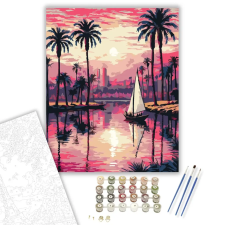 Számfestő.hu Nílusi Felucca Naplementében - számfestő készlet – 60×70 cm (Keret nélkül) kreatív és készségfejlesztő