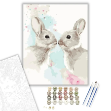 Számfestő.hu Nyuszi puszi - számfestő készlet – 50×60 cm (Keretre feszítve) kreatív és készségfejlesztő