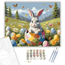 Számfestő.hu Nyuszi Színes Tojásban - számfestő készlet – 50×60 cm (Keretre feszítve) kreatív és készségfejlesztő