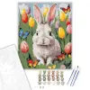 Számfestő.hu Nyuszi Tulipánok és Pillangók - számfestő készlet – 80×100 cm (Keret nélkül)