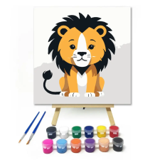 Számfestő.hu Oroszlán - gyerek számfestő készlet – 40×40 cm (Keretre feszítve) kreatív és készségfejlesztő