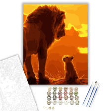 Számfestő.hu Oroszlán nevelés - számfestő készlet – 40×50 cm (Keretre feszítve) kreatív és készségfejlesztő