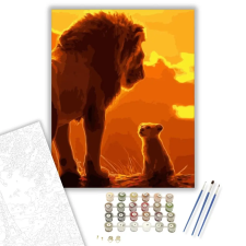 Számfestő.hu Oroszlán nevelés - számfestő készlet – 50×60 cm (Keretre feszítve) kreatív és készségfejlesztő