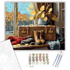 Számfestő.hu Őszi Csendélet Bőrönddel - számfestő készlet – 40×50 cm (Keretre feszítve) kreatív és készségfejlesztő