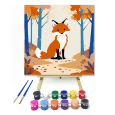 Számfestő.hu Őszi erdei róka - gyerek számfestő készlet – 40×40 cm (Keretre feszítve) kreatív és készségfejlesztő