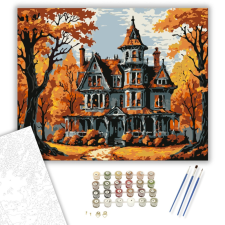 Számfestő.hu Őszi viktoriánus ház - számfestő készlet – 40×50 cm (Keretre feszítve) kreatív és készségfejlesztő