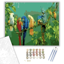 Számfestő.hu Papagáj gyűlés - számfestő készlet – 40×50 cm (Keretre feszítve) kreatív és készségfejlesztő