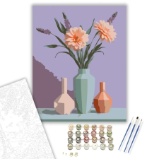 Számfestő.hu Pasztell Virágok Geometrikus Vázákban - számfestő készlet – 50×60 cm (Keret nélkül) kreatív és készségfejlesztő