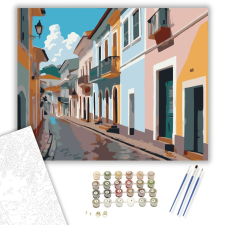 Számfestő.hu Pelourinho Színes Koloniális Utca - számfestő készlet – 40×50 cm (Keretre feszítve) kreatív és készségfejlesztő