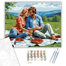 Számfestő.hu Piknikező Szerelmespár - számfestő készlet – 60×70 cm (Keret nélkül) kreatív és készségfejlesztő