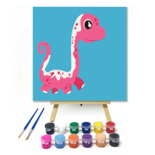 Számfestő.hu Pink dinó - gyerek számfestő készlet – 30×30 cm (Keretre feszítve) kreatív és készségfejlesztő