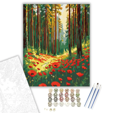 Számfestő.hu Pipacsok Erdei Tisztáson - számfestő készlet – 80×100 cm (Keretre feszítve) kreatív és készségfejlesztő