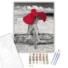 Számfestő.hu Piros kalapban - számfestő készlet – 40×50 cm (Keretre feszítve) kreatív és készségfejlesztő