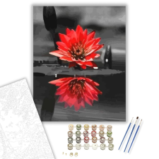 Számfestő.hu Piros tavirózsa - számfestő készlet – 40×50 cm (Keretre feszítve) kreatív és készségfejlesztő