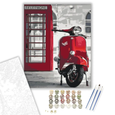 Számfestő.hu Piros Vespa - számfestő készlet – 50×60 cm (Keretre feszítve) kreatív és készségfejlesztő