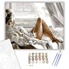 Számfestő.hu Reggel a tengerparton - számfestő készlet – 40×50 cm (Keretre feszítve) kreatív és készségfejlesztő