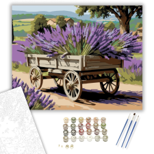 Számfestő.hu Régi Fakocsi Levendulával - számfestő készlet – 40×50 cm (Keretre feszítve) kreatív és készségfejlesztő