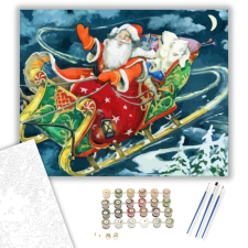 Számfestő.hu Repülő szánon - számfestő készlet – 40×50 cm (Keretre feszítve) kreatív és készségfejlesztő