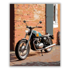 Számfestő.hu Retro Café Racer a Téglaépület Előtt - számfestő készlet kreatív és készségfejlesztő
