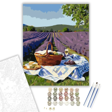 Számfestő.hu Romantikus Piknik a Levendulamezőn - számfestő készlet – 60×70 cm (Keretre feszítve) kreatív és készségfejlesztő