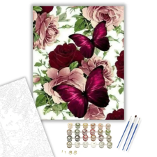 Számfestő.hu Rózsa És Pillangó - számfestő készlet – 80×100 cm (Keretre feszítve) kreatív és készségfejlesztő