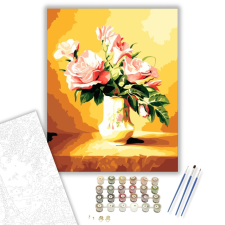 Számfestő.hu Rózsák Vázában - számfestő készlet – 40×50 cm (Keretre feszítve) kreatív és készségfejlesztő