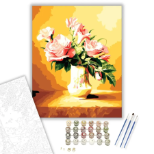 Számfestő.hu Rózsák Vázában - számfestő készlet – 50×60 cm (Keretre feszítve) kreatív és készségfejlesztő