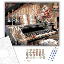 Számfestő.hu Rózsás Zongora - számfestő készlet – 40×50 cm (Keretre feszítve) kreatív és készségfejlesztő