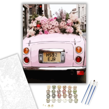 Számfestő.hu Rózsaszín autó2 - számfestő készlet – 40×50 cm (Keretre feszítve) kreatív és készségfejlesztő