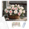 Számfestő.hu Rózsaszín és Fehér Rózsák Fonott Kosárban - számfestő készlet – 40×50 cm (Keretre feszítve)
