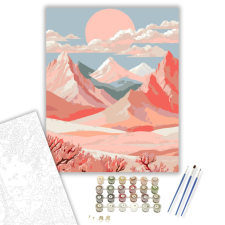 Számfestő.hu Rózsaszín Hegyek és Nap - számfestő készlet – 40×50 cm (Keretre feszítve) kreatív és készségfejlesztő