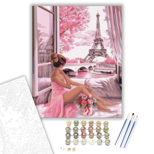 Számfestő.hu Rózsaszín Párizs - számfestő készlet – 40×50 cm (Keretre feszítve) kreatív és készségfejlesztő