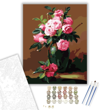 Számfestő.hu Rózsaszín Rózsák - számfestő készlet – 40×50 cm (Keretre feszítve) kreatív és készségfejlesztő