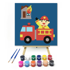 Számfestő.hu Sam Tűzoltó - gyerek számfestő készlet – 20×20 cm (Keretre feszítve) kreatív és készségfejlesztő