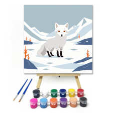 Számfestő.hu Sarki róka - gyerek számfestő készlet – 20×20 cm (Keretre feszítve) kreatív és készségfejlesztő