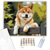 Számfestő.hu Shiba Inu a Kerítésen - számfestő készlet – 80×100 cm (Keret nélkül)