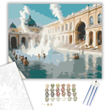 Számfestő.hu Széchenyi Termálfürdő Nyári Reggelen - számfestő készlet – 40×50 cm (Keretre feszítve) kreatív és készségfejlesztő
