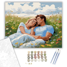 Számfestő.hu Szerelmespár a Vadvirágos Mezőn - számfestő készlet – 40×50 cm (Keretre feszítve) kreatív és készségfejlesztő