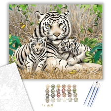Számfestő.hu Szibériai tigris család - számfestő készlet – 40×50 cm (Keretre feszítve) kreatív és készségfejlesztő