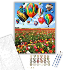Számfestő.hu Színes Hőlégballonok - számfestő készlet – 40×50 cm (Keretre feszítve) kreatív és készségfejlesztő