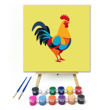 Számfestő.hu Színes kakas - gyerek számfestő készlet – 20×20 cm (Keretre feszítve) kreatív és készségfejlesztő