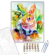 Számfestő.hu Színes Nyuszi - húsvéti számfestő készlet – 40×50 cm (Keretre feszítve) kreatív és készségfejlesztő
