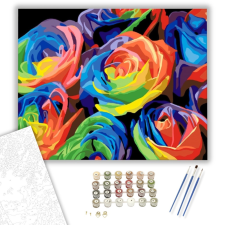 Számfestő.hu Színes Rózsák - számfestő készlet – 40×50 cm (Keretre feszítve) kreatív és készségfejlesztő