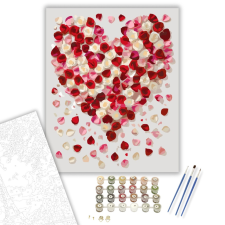 Számfestő.hu Színes Rózsaszirmok Szív Alakban - számfestő készlet – 40×50 cm (Keretre feszítve) kreatív és készségfejlesztő